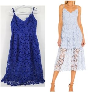 Astr the label eyelet lace blue midi dress XL